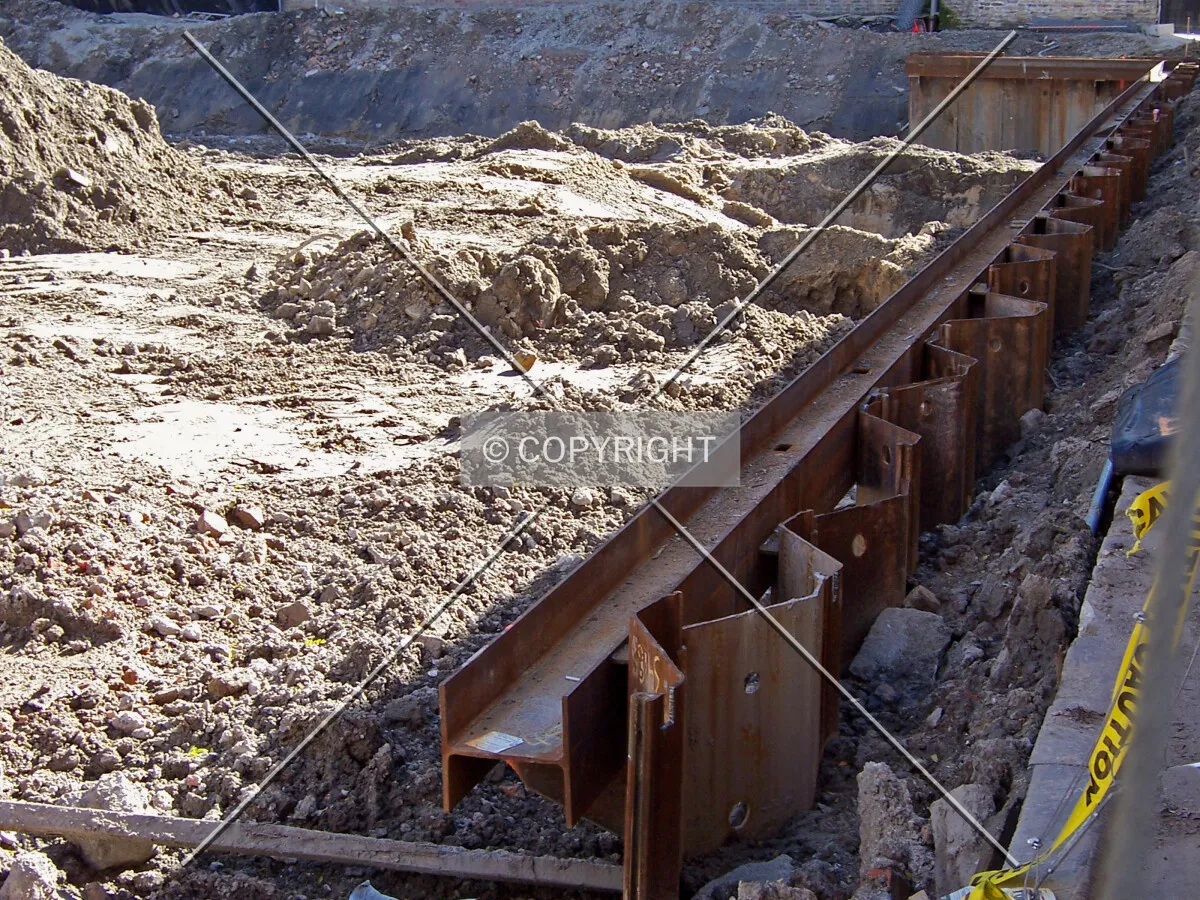 Sheet piles on the western edge of the site