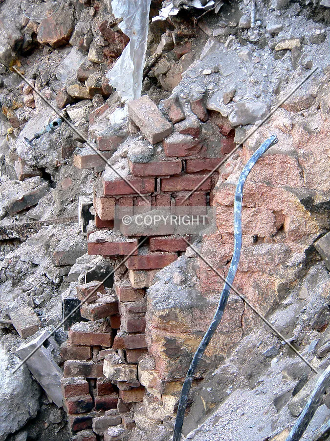 Bricks from the foundation wall of the structure that was previously on the site