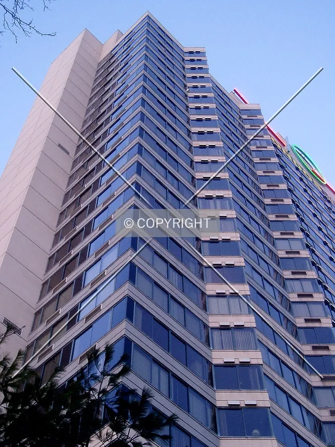 Looking up the southwest corner