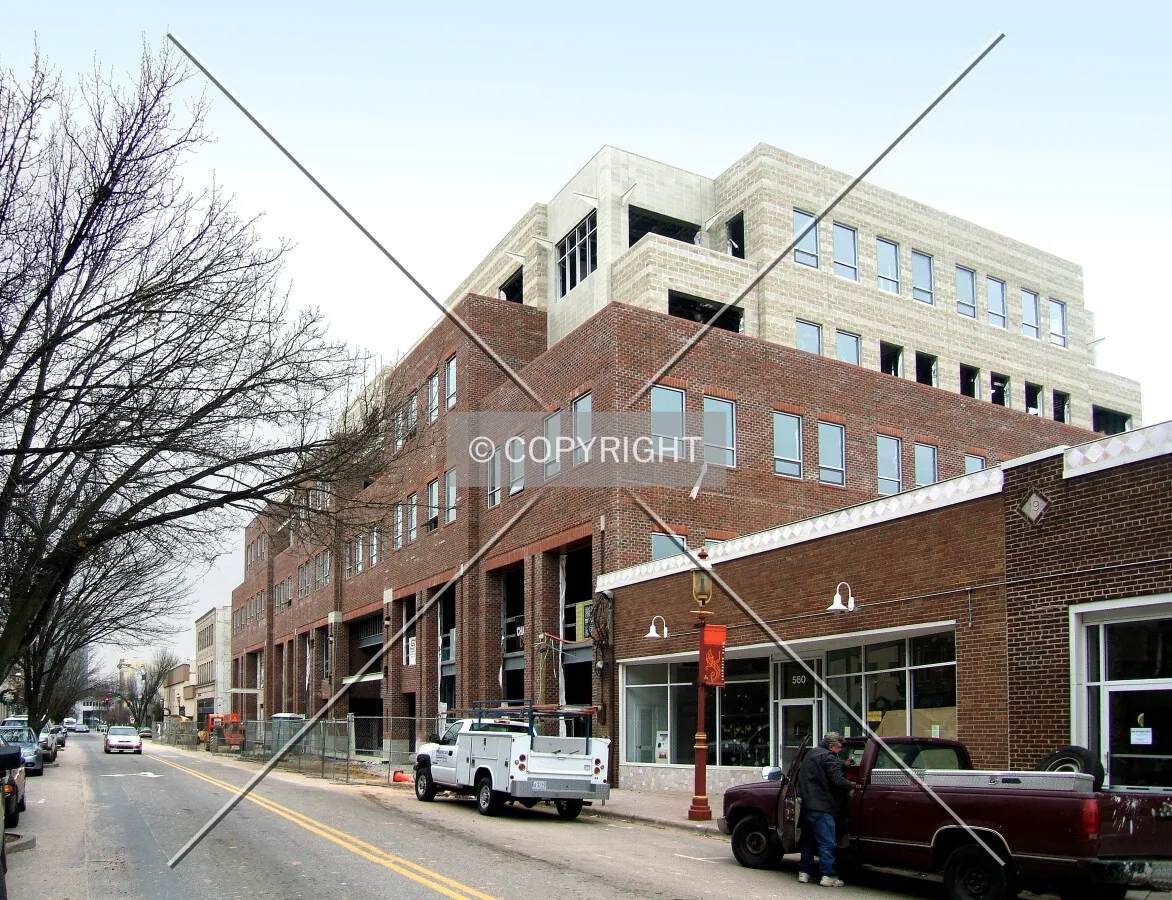 View from the north along Trade Street