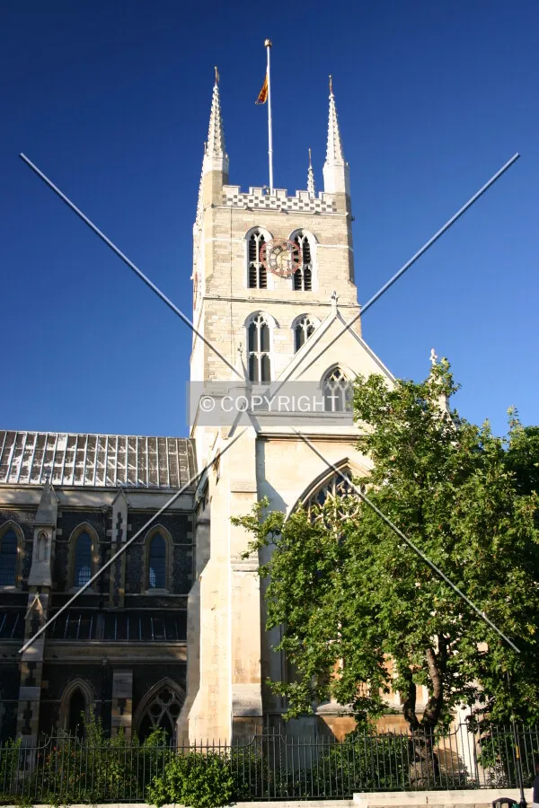 View north of the pinnacled tower
