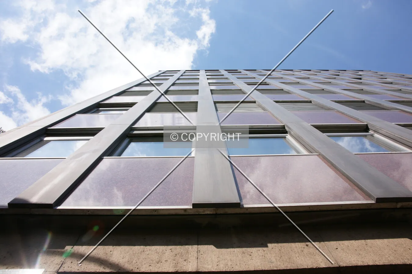 Looking along the facade