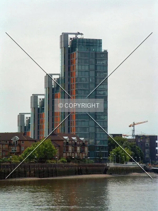 External view of the unusual tower as seen from Chelsea bridge