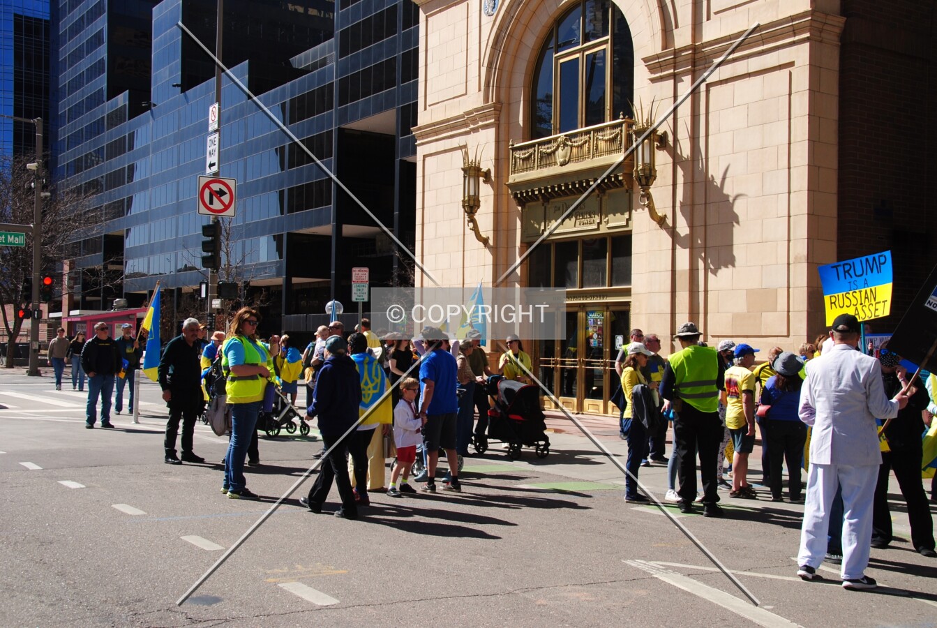 Ukraine supporters marching in a pro Ukraine demonstration