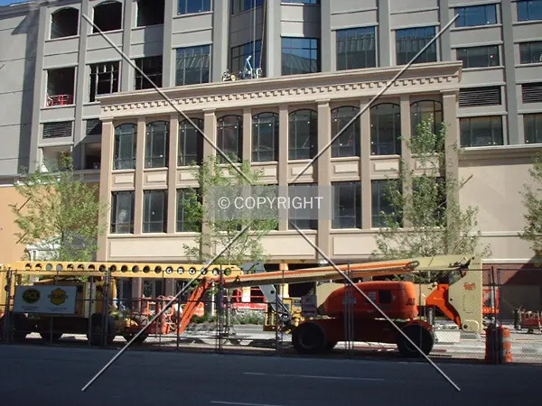 Looking across 1st Avenue to Le Meridien Hotel entrance, from Target Center