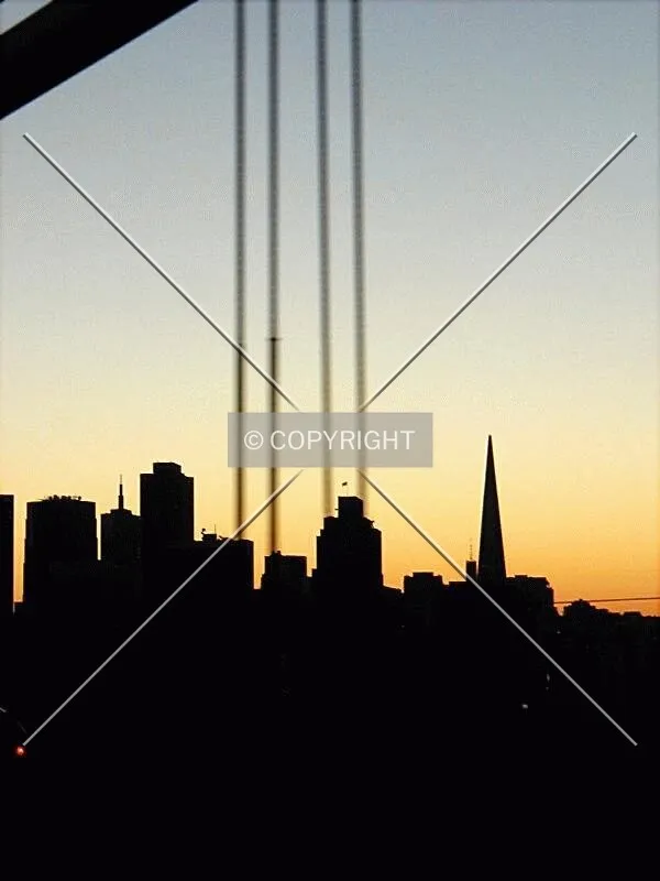 Skyline from Bay Bridge just after sunset