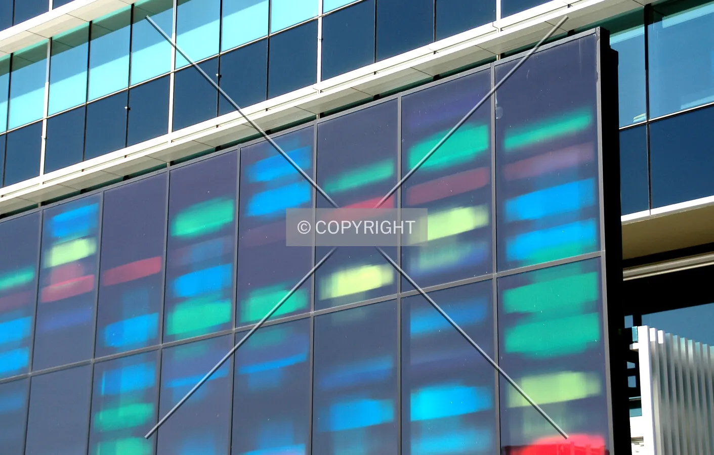 Multi-coloured panel facing Little Street