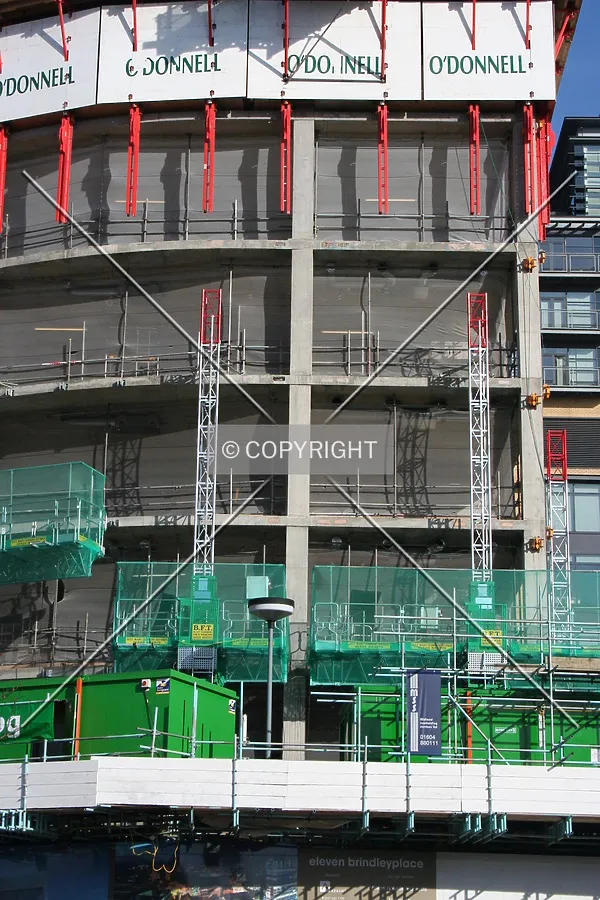 Looking up at the construction progress