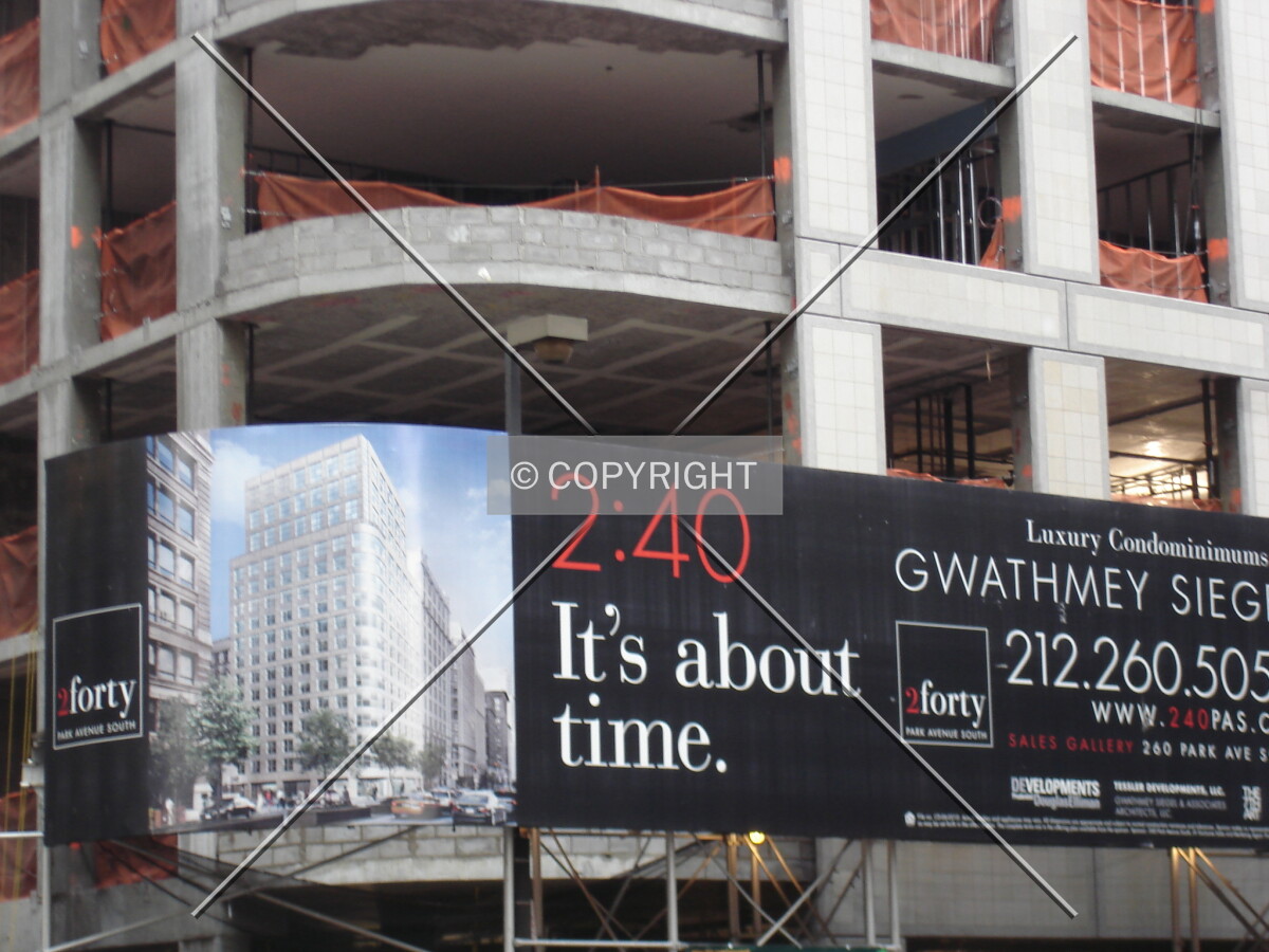 Signage showing project rendering