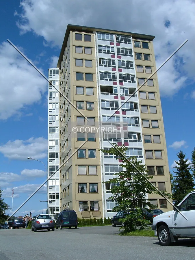 Frontal view of the building