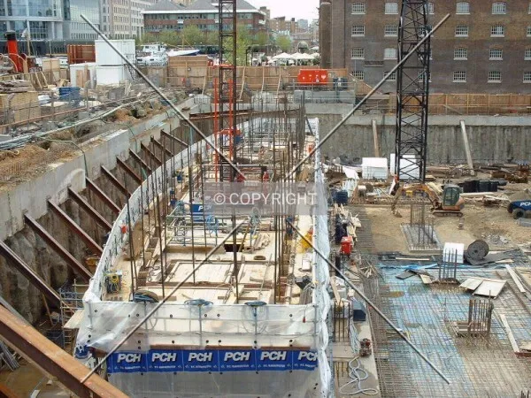 The footprint of the glass frontage of the tower is emerging