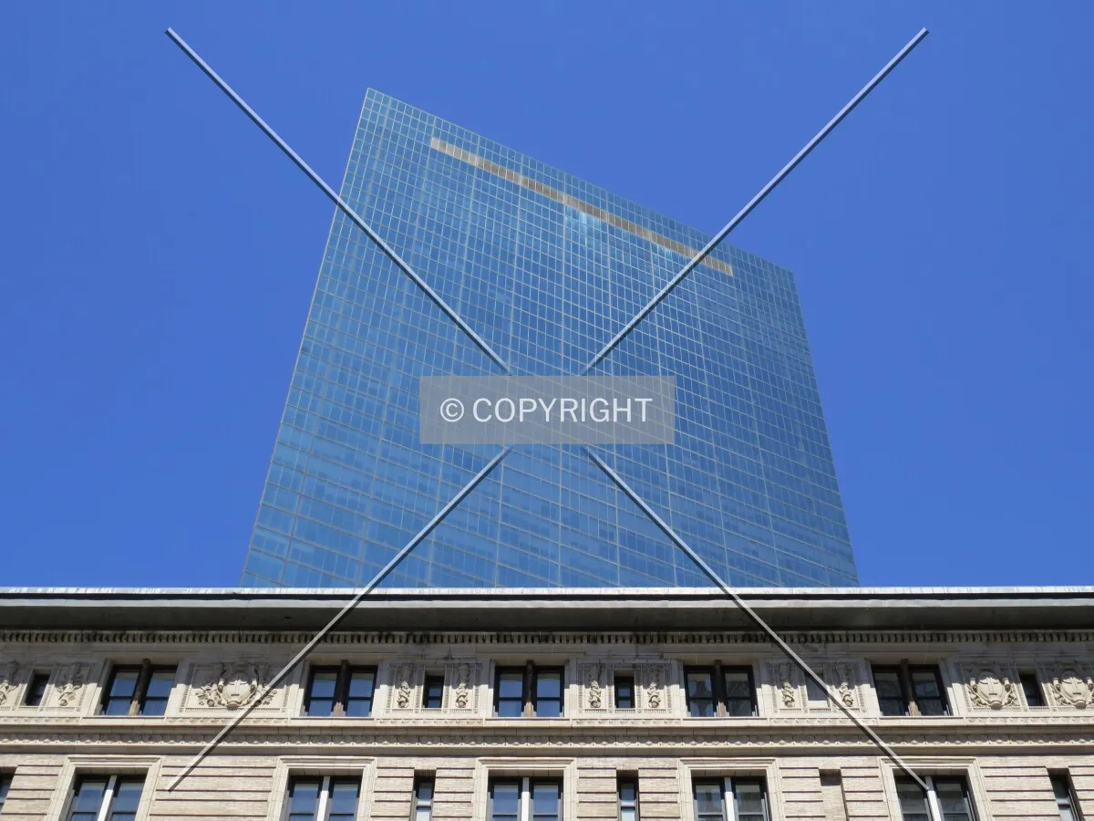 Rising over the Fairmont Copley Place from Dartmouth Street
