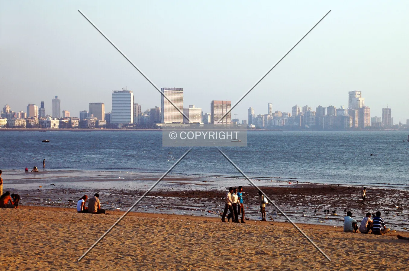 The Nariman Point skyline viewed from Chowpatty Beach