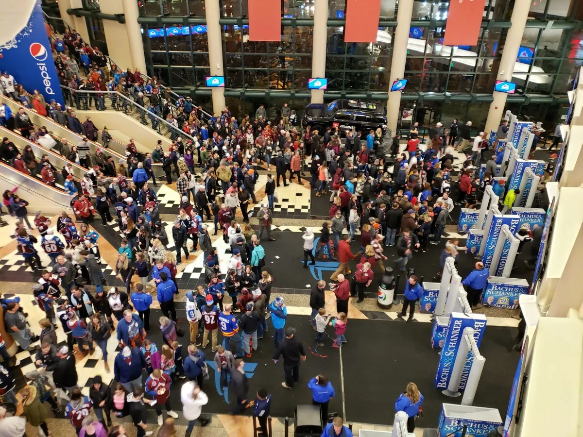 Fans exiting the arena