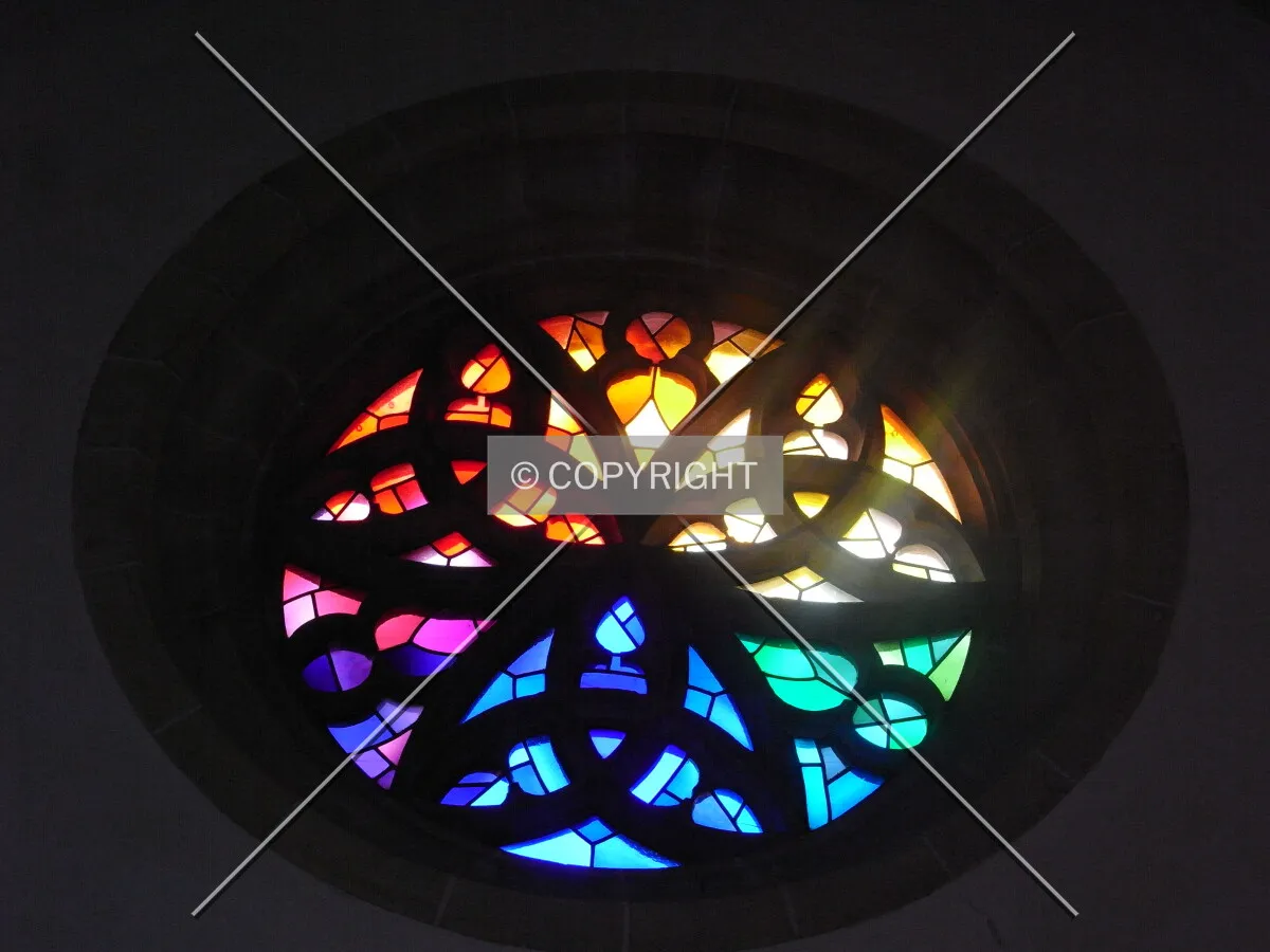 Rose window above South netry of Alexanderkirche Marbach