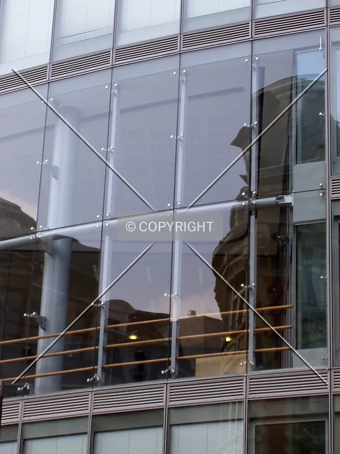 Close-up of the glass facade