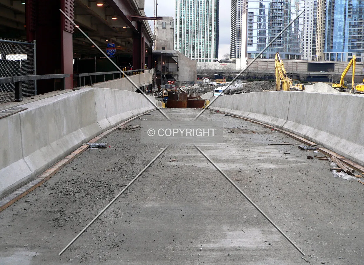 View down the entrance ramp