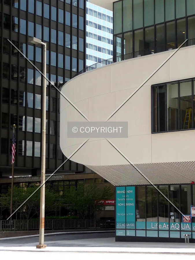 Storefront and overhang at northwest corner