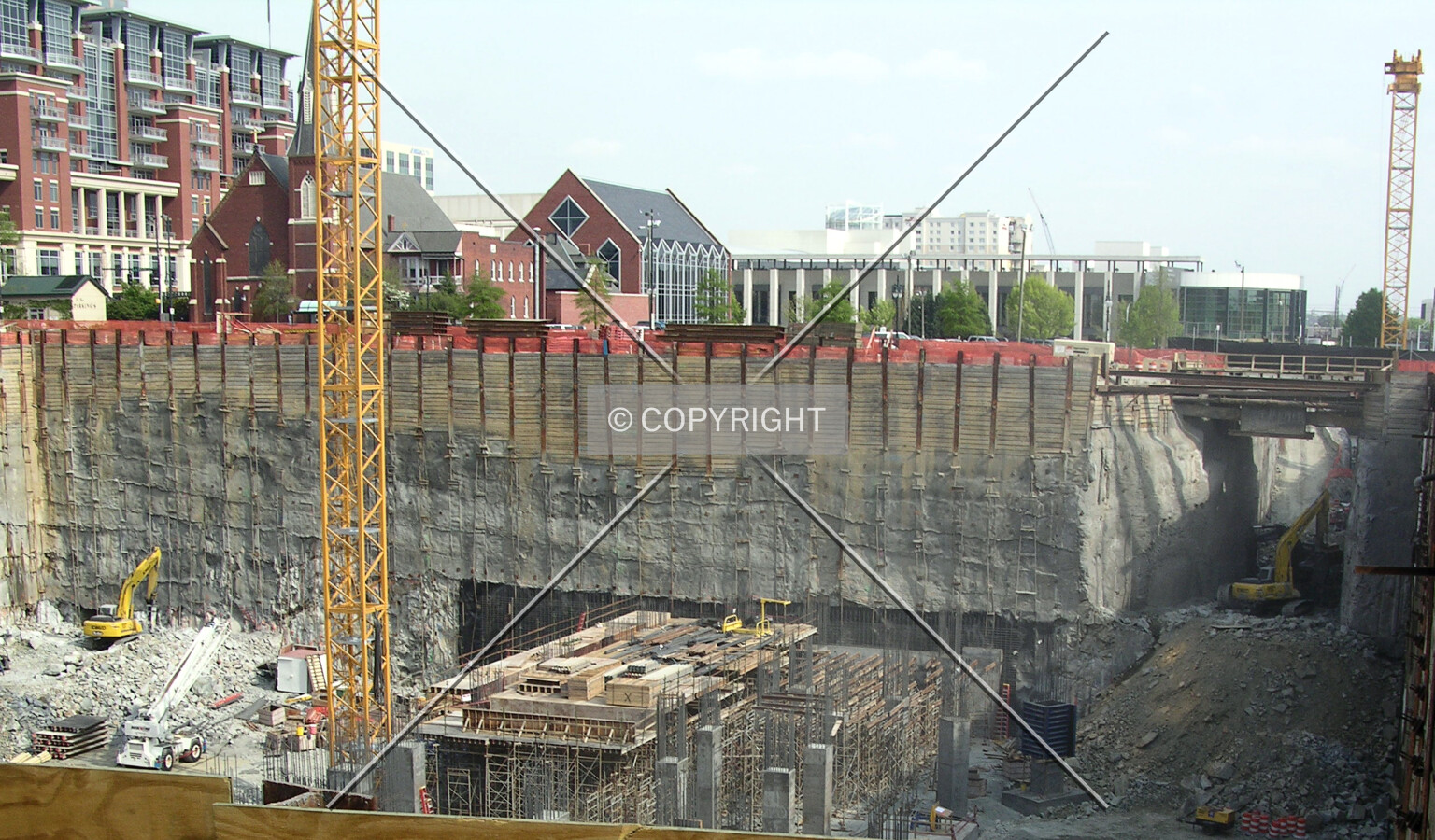 Foundations being poured 90 feet down