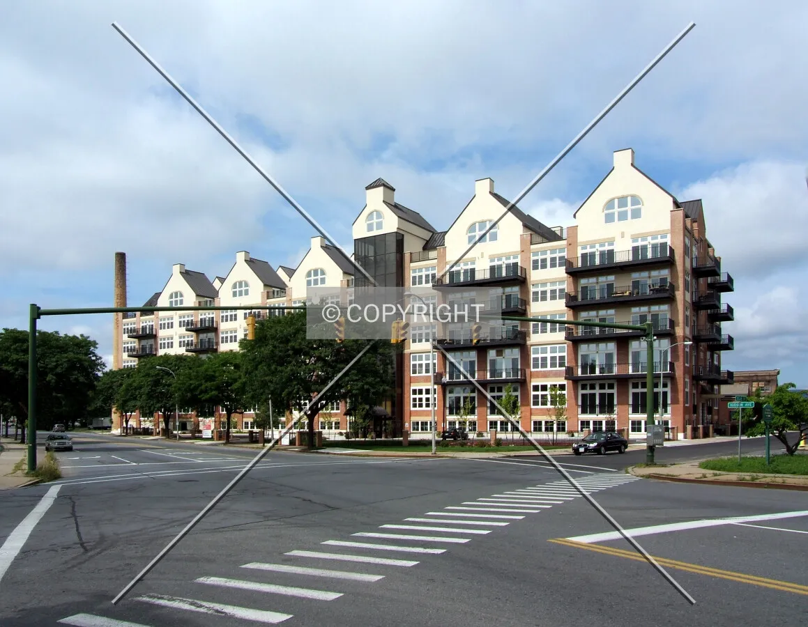 View from the east at Hudson Avenue and Elm Street