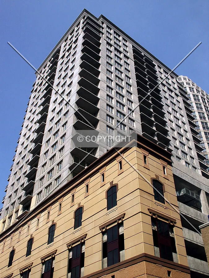 Looking up the southwest corner