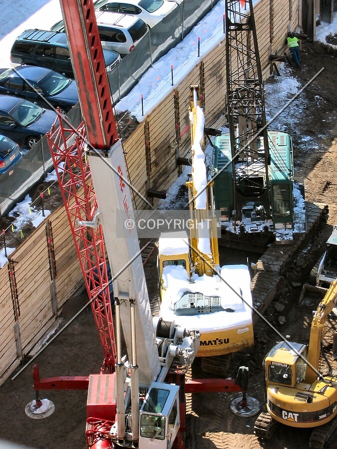 Equipment packed into a tight site