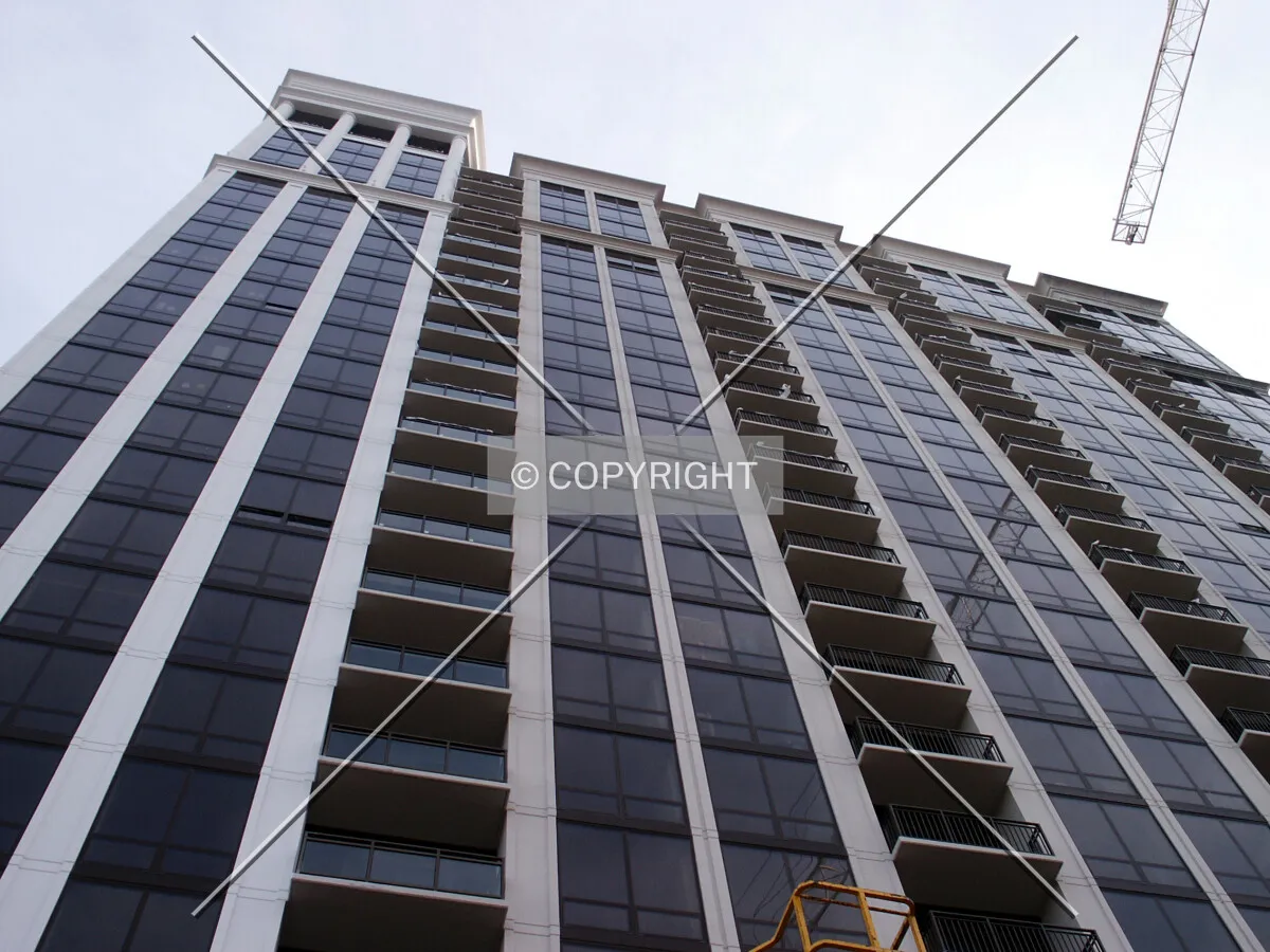 Looking up the north facade