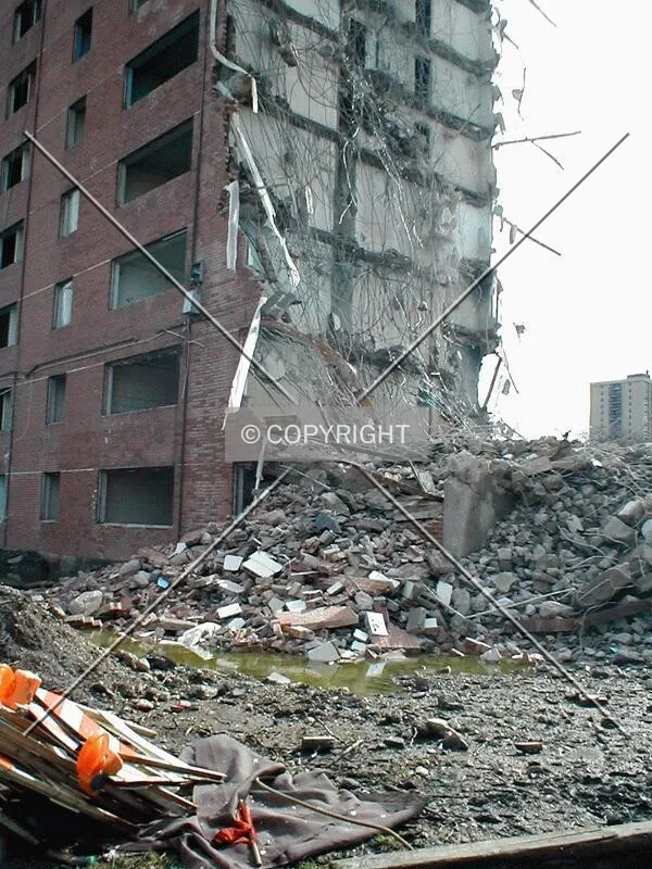 Ground level rubble during demolition