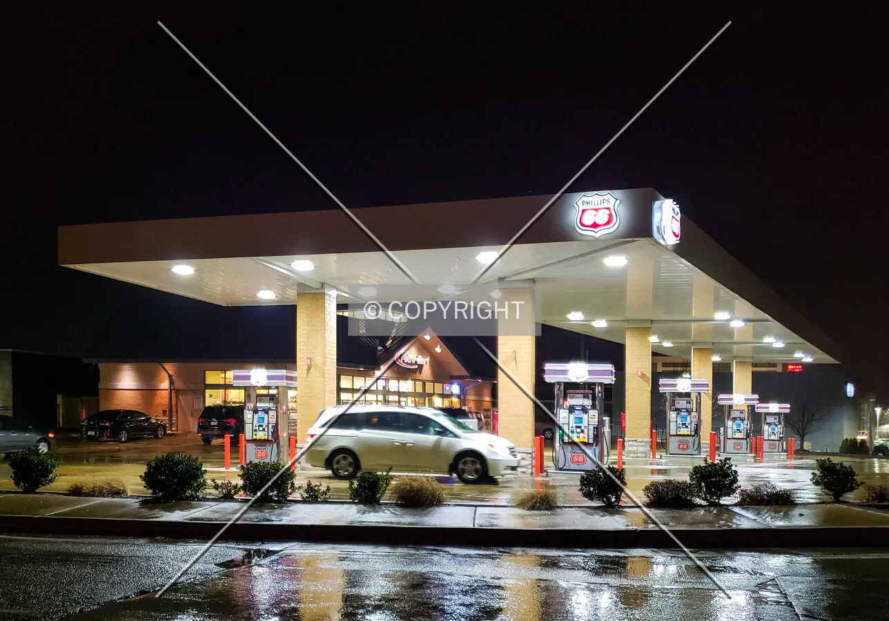 View from the northeast at night; December 20, 2018