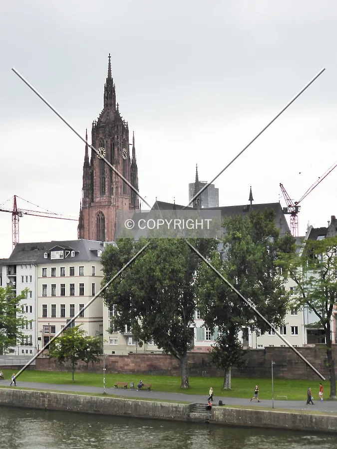 The Frankfurt Cathedral as seen from the Main river shore