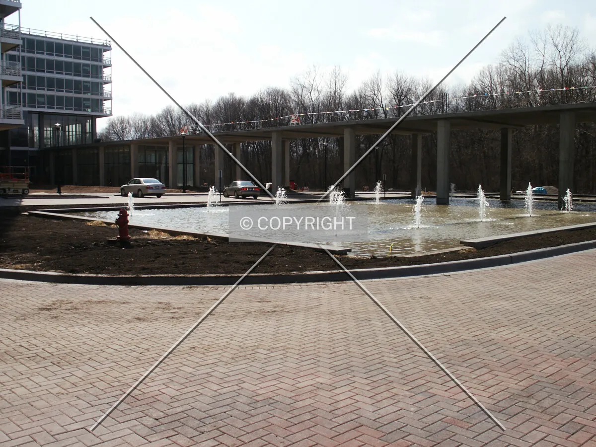 Looking southwest across the fountain