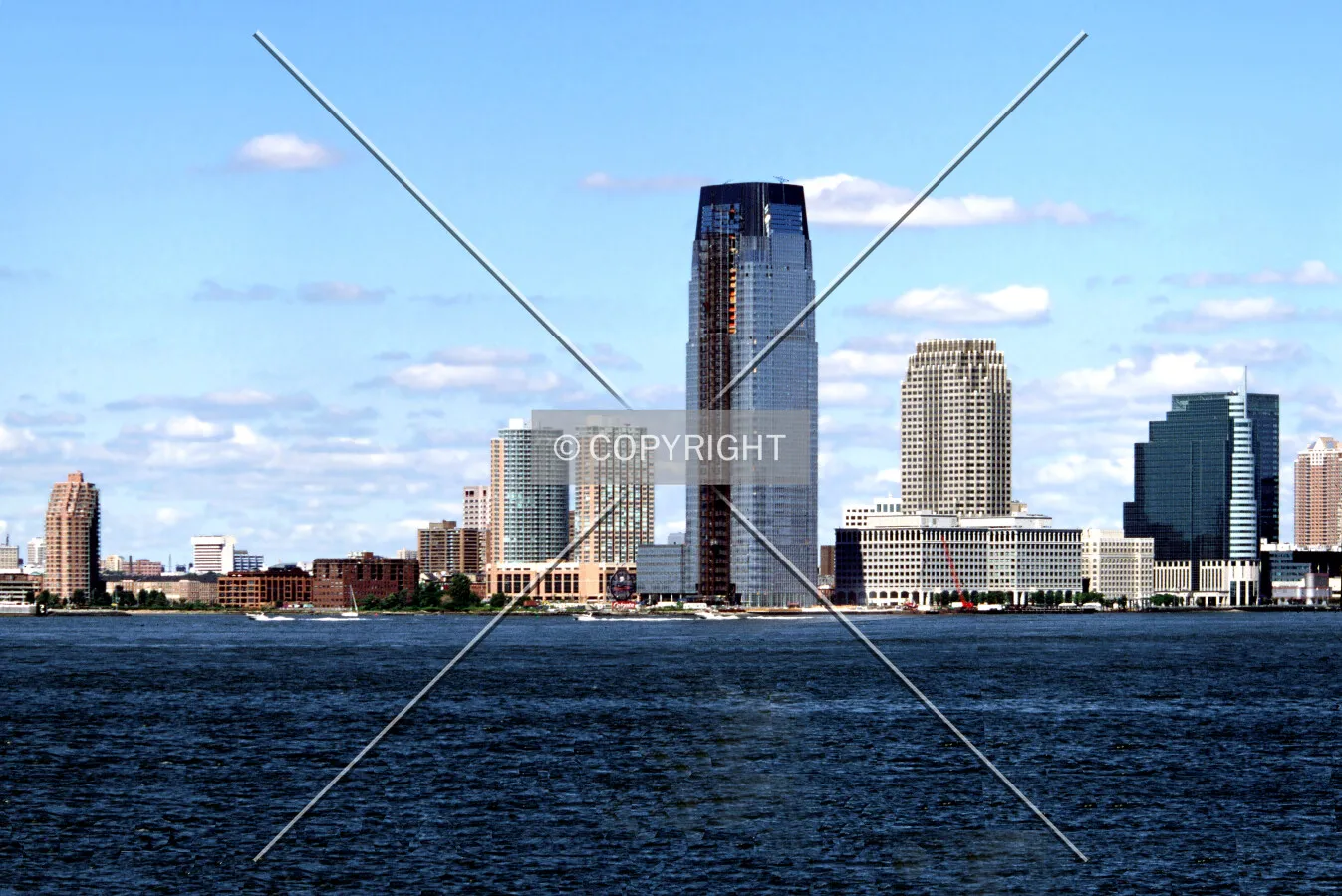 View from the southeast toward Exchange Place during construction of 30 Hudson Street
