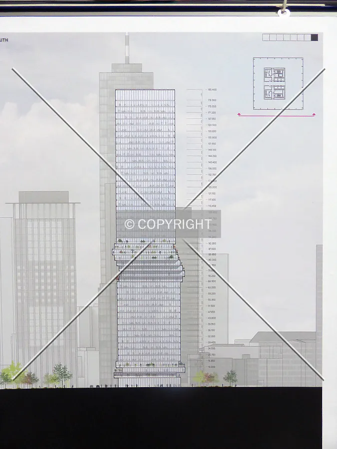 Diagram of the proposed tower; as seen in an exhibition of the planning department