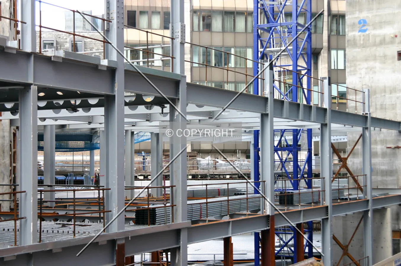 Steelwork on the east side from Holborn Viaduct