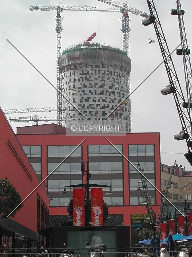 View of the tower from a nearby shopping mall