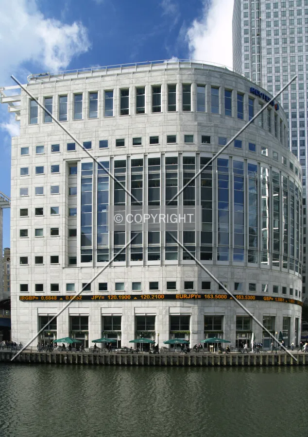 As seen from the south with the share ticker wrapping around the base