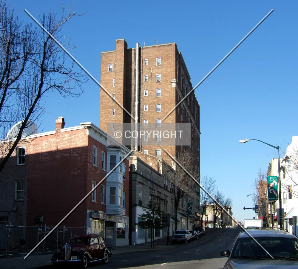 View from the southeast along Washington Street