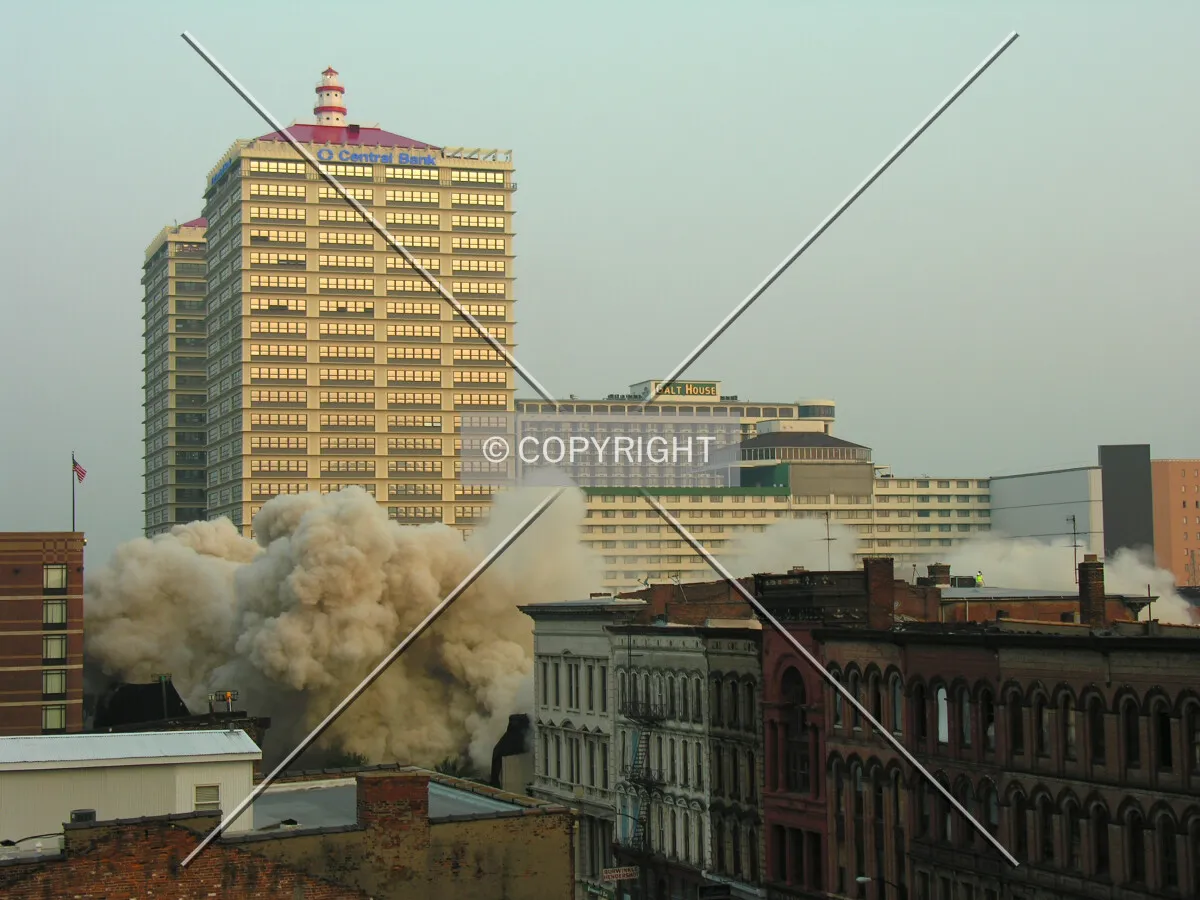 View from the east of the implosion