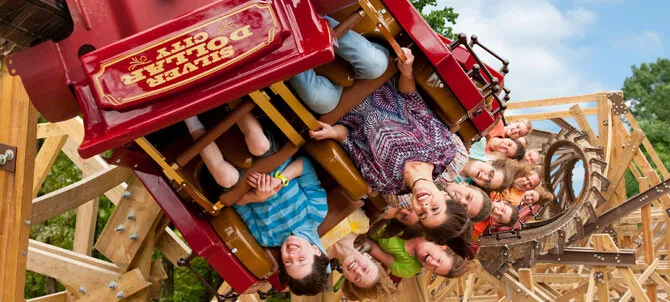 The ride in motion on the double barrel roll