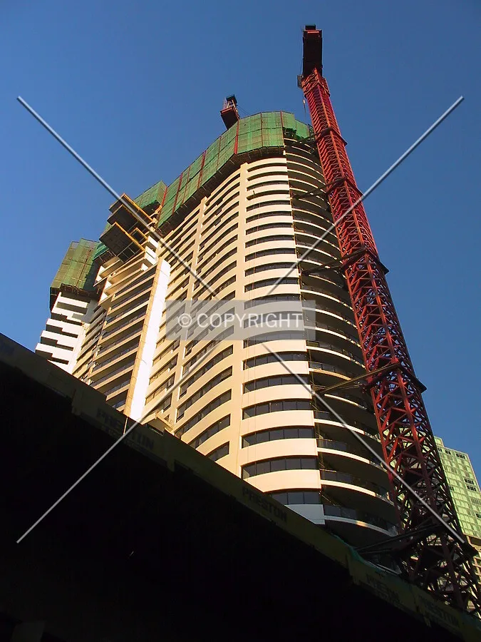 Looking up the west corner