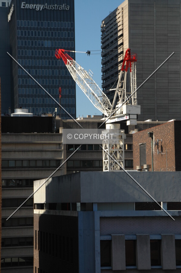 Elevated view of the crane from the west