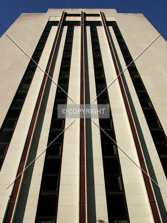 Looking up the south facade