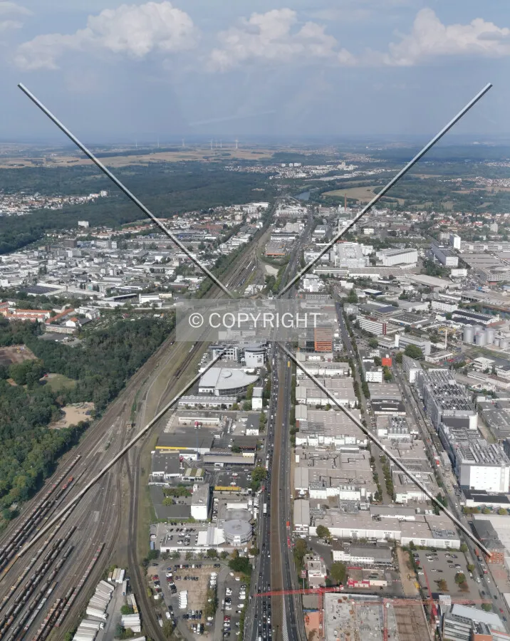 Flight with a helicopter over Frankfurt