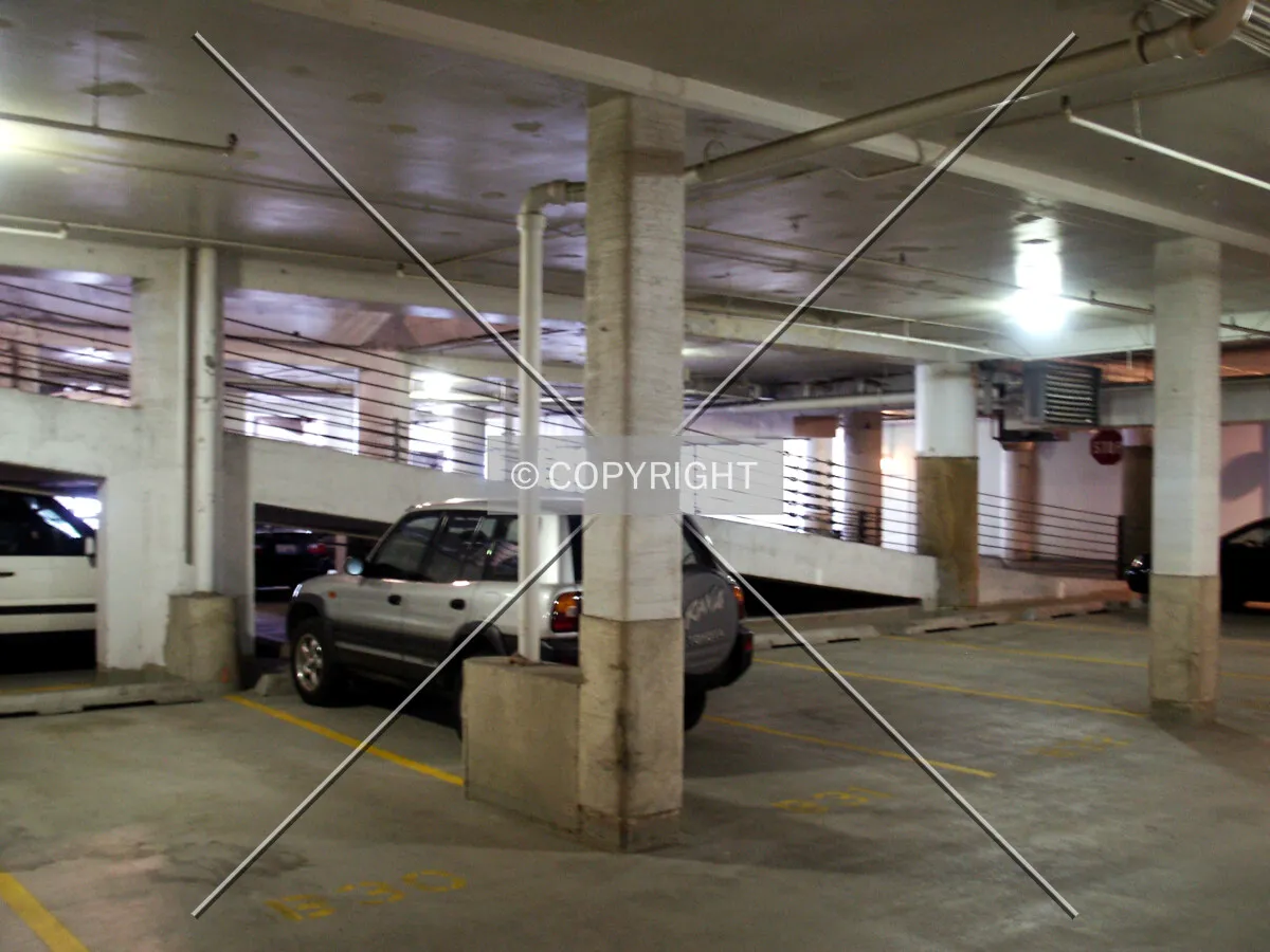Inside the parking garage
