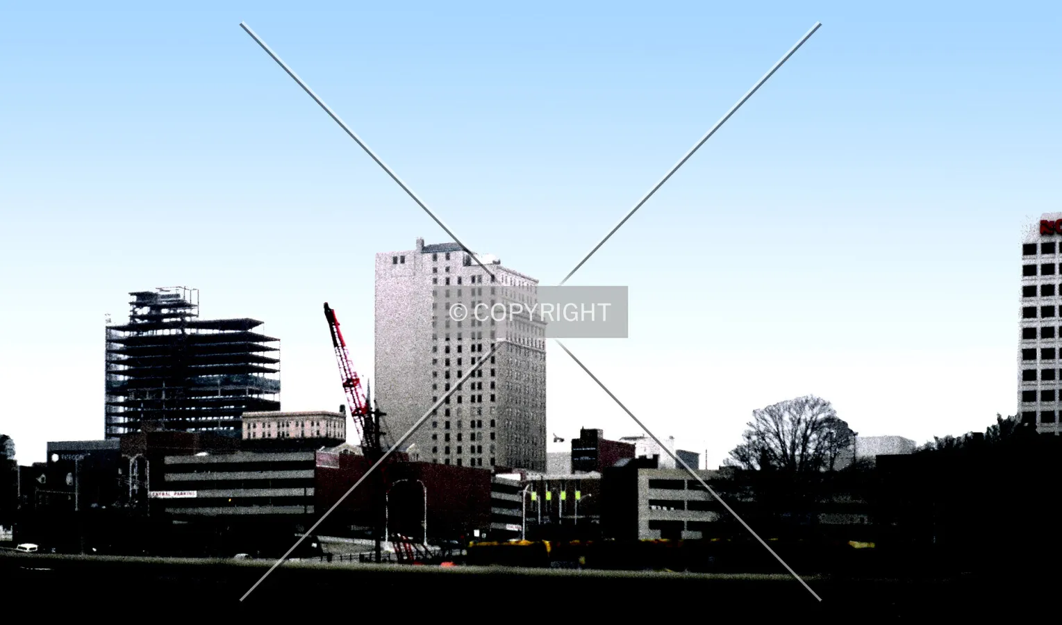 View from the southeast during construction of the GMAC Tower (Integon Building)