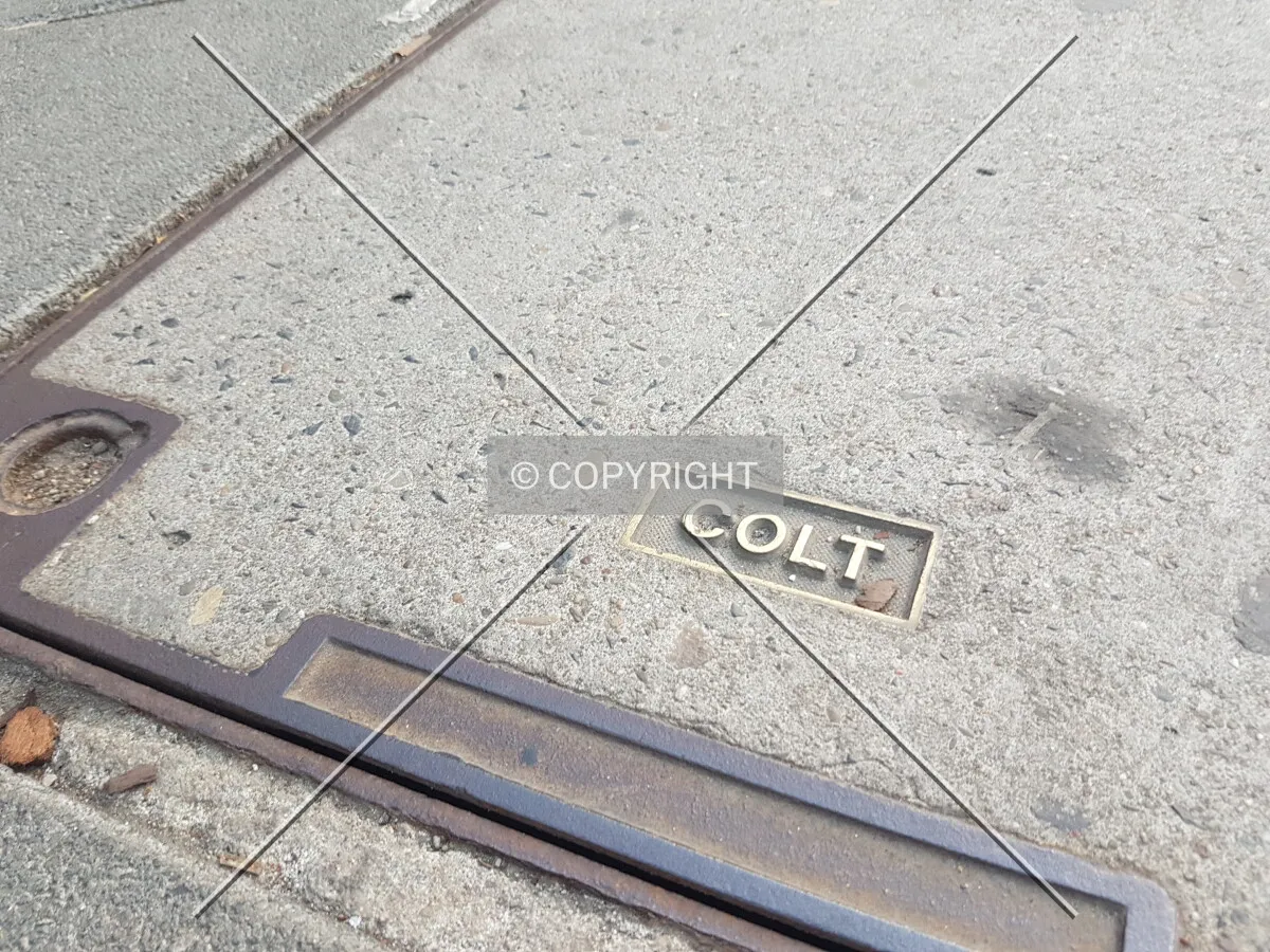 Colt Telecom high speed communication lines on a street in Frankfurt