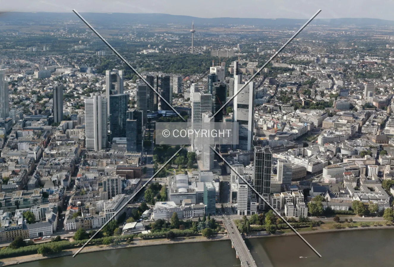 Flight with a helicopter over Frankfurt