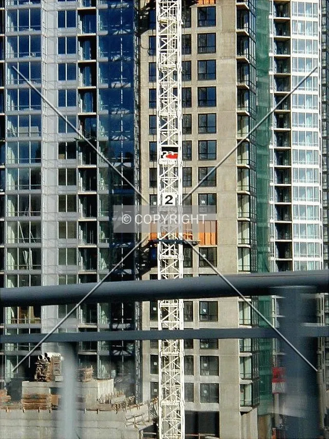 Close-up of construction, west facade