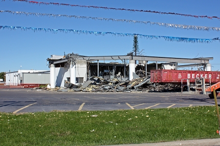 View from the southeast during demolition; October 1, 2011
