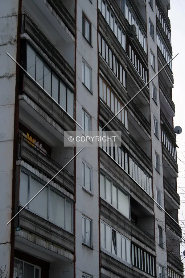 West facade close-up access road